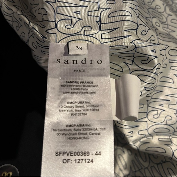 Sandro Blazer Sports Coat Suit Jacket Navy Blue Mirrored Buttons 38 - Picture 9 of 9